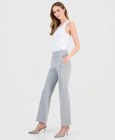 Anne Klein Petite High-rise Pull-on Bootcut Pants In Gray