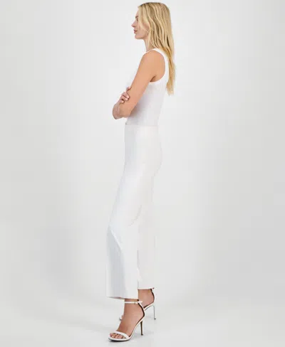 Anne Klein Petite High-rise Pull-on Wide-leg Pants In White