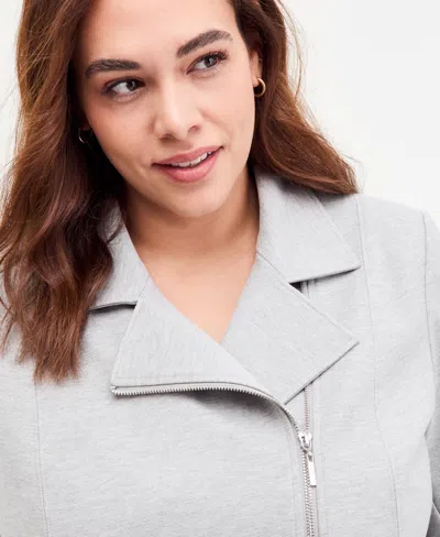 Anne Klein Plus Size Notched Collar Cropped Moto Jacket In Gray