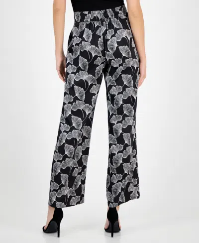 Anne Klein Petite High-rise Pull-on Wide-leg Pants In Multi