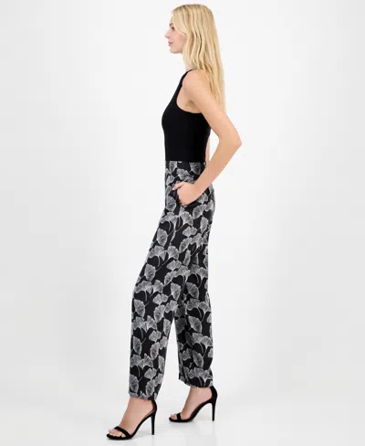 Anne Klein Petite High-rise Pull-on Wide-leg Pants In Multi