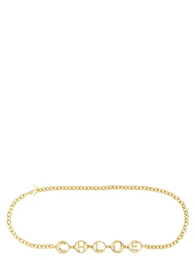 Chloé Golden Chloe Script Jewel Belt In Gold