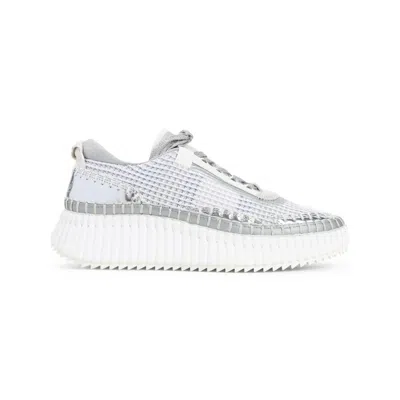 Chloé Silver Lace-up Sneakers In White