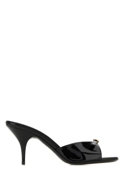 Miu Miu Black Leather Heels In Black