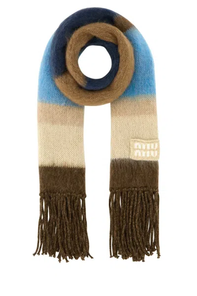 Miu Miu Mohair Striped Scarf In Multi