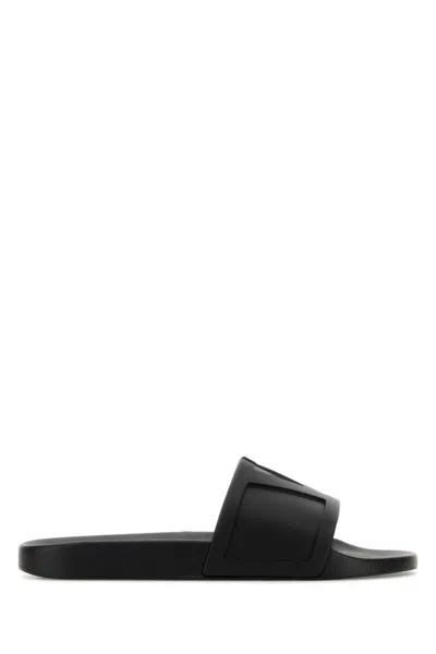 Valentino Garavani Viva Superstar Rubber Slippers Flat Sole In Black