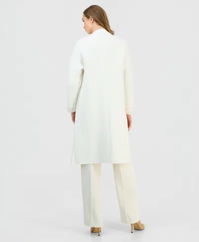 Anne Klein Petite Shawl-collar Kissing-front Long Cardigan In White