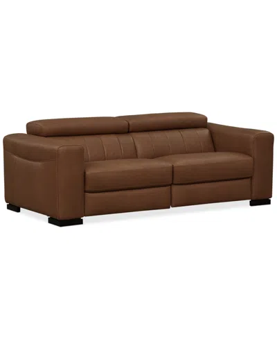 Macy's Rinan 86" 2-pc. Leather Sectional With 2 Power Recliners, Created For