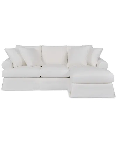 Macy's Brenalee 96" Roll Arm Performance Fabric Slipcover Reversible Chaise Sofa With Four Pillows