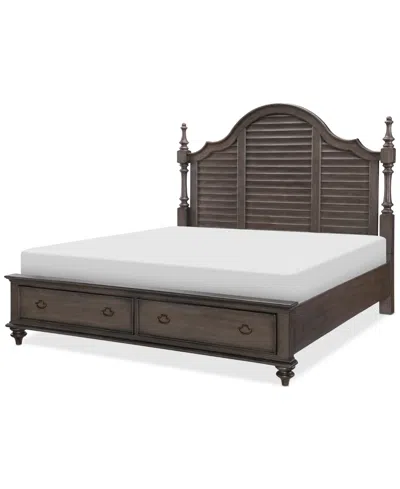 Macy's Mandeville 3pc Bedroom Set (louvered California King Storage Bed + Louvered Dresser + 1-drawer Night In Brown