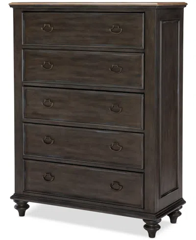 Macy's Mandeville 3pc Bedroom Set (upholstered Queen Bed + Drawer Chest + 1-drawer Nightstand) In Brown