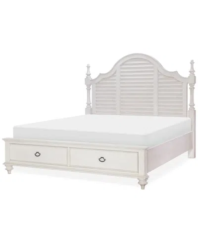 Macy's Mandeville 3pc Bedroom Set (louvered California King Storage Bed + Louvered Dresser + 1-drawer Night In White