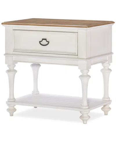 Macy's Mandeville 3pc Bedroom Set (louvered California King Storage Bed + Louvered Dresser + 1-drawer Night In White