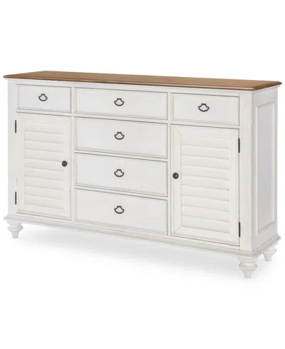 Macy's Mandeville 3pc Bedroom Set (louvered California King Storage Bed + Louvered Dresser + 1-drawer Night In White