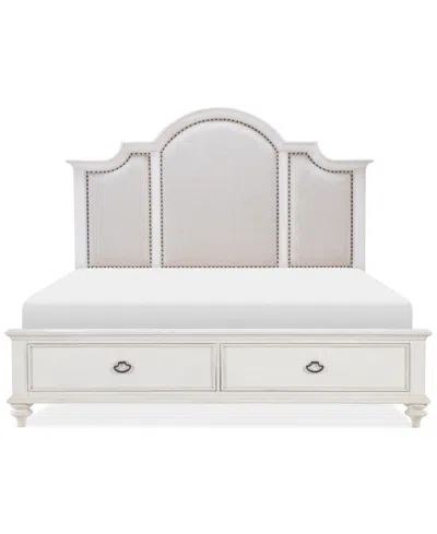 Macy's Mandeville 3pc Bedroom Set (upholstered Queen Storage Bed + Dresser + 2-drawer Nightstand) In White