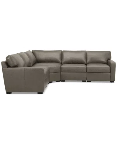 Macy's Radley 113" 5-pc. Leather Wedge L Shape Modular Sectional, Created For  In Brown