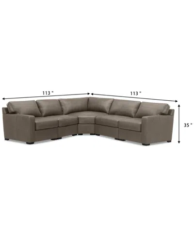 Macy's Radley 113" 5-pc. Leather Wedge L Shape Modular Sectional, Created For  In Brown