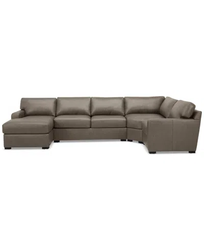 Macy's Radley 148" 4-pc. Leather Wedge Modular Chaise Sectional, Created For  In Brown