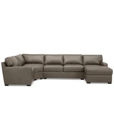 Macy's Radley 148" 4-pc. Leather Wedge Modular Chaise Sectional, Created For  In Brown