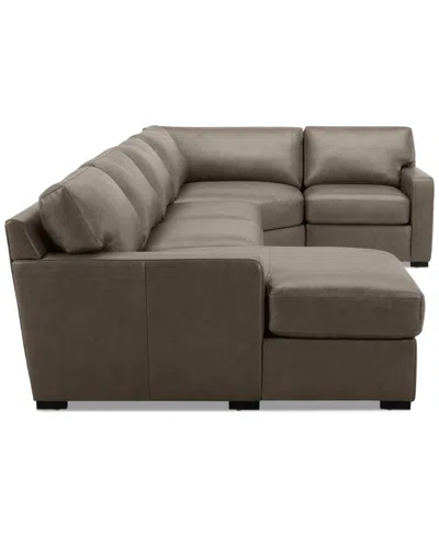 Macy's Radley 148" 4-pc. Leather Wedge Modular Chaise Sectional, Created For  In Brown