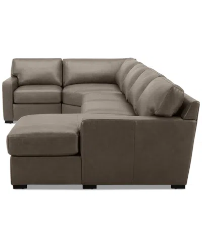 Macy's Radley 148" 4-pc. Leather Wedge Modular Chaise Sectional, Created For  In Brown