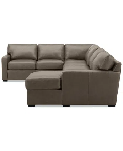 Macy's Radley 129" 6-pc. Leather Square Corner Modular Chaise Sectional, Created For  In Brown