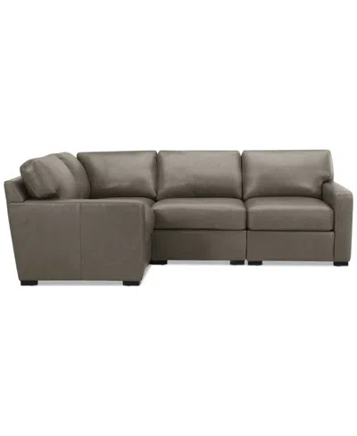 Macy's Radley 101" 4-pc. Leather Corner Sectional, Created For  In Brown