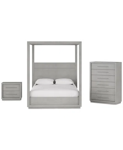 Macy's Tivie 3pc Bedroom Set (canopy Queen Bed + Chest + Nightstand), Created For  In Gray