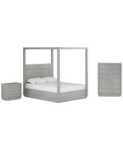 Macy's Tivie 3pc Bedroom Set (canopy Queen Bed + Chest + Nightstand), Created For  In Gray