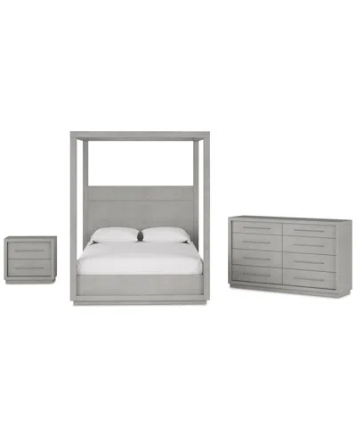 Macy's Tivie 3pc Bedroom Set (queen Canopy Bed + Dresser + Nightstand), Created For  In Gray