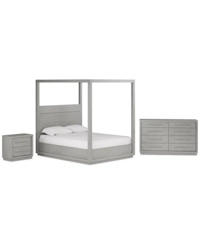 Macy's Tivie 3pc Bedroom Set (queen Canopy Bed + Dresser + Nightstand), Created For  In Gray