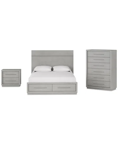 Macy's Tivie 3pc Bedroom Set (queen Storage Bed + Chest + Nightstand), Created For  In Gray