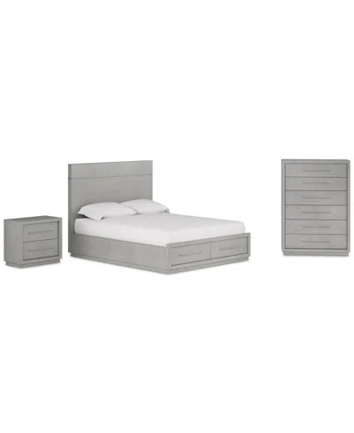 Macy's Tivie 3pc Bedroom Set (queen Storage Bed + Chest + Nightstand), Created For  In Gray