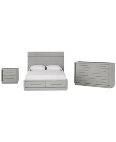Macy's Tivie 3pc Bedroom Set (queen Storage Bed + Dresser + Nightstand), Created For  In Gray