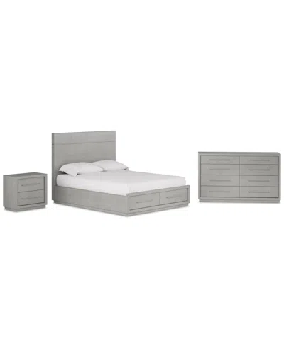 Macy's Tivie 3pc Bedroom Set (queen Storage Bed + Dresser + Nightstand), Created For  In Gray