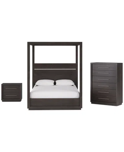 Macy's Tivie 3pc Bedroom Set (canopy Queen Bed + Chest + Nightstand), Created For  In Brown
