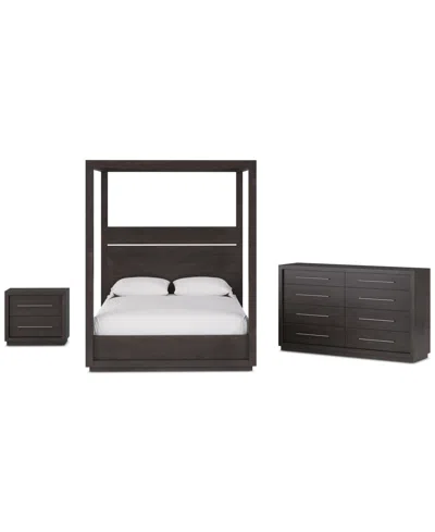 Macy's Tivie 3pc Bedroom Set (queen Canopy Bed + Dresser + Nightstand), Created For  In Brown