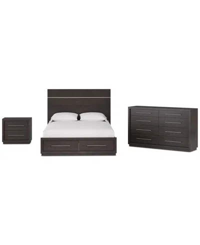 Macy's Tivie 3pc Bedroom Set (queen Storage Bed + Dresser + Nightstand), Created For  In Brown
