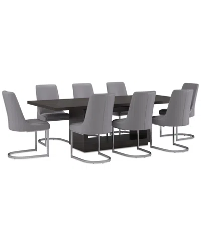Macy's Tivie 9 Pc Dining Set (rectangular Table + 8 Dining Chairs), Created For  In Brown