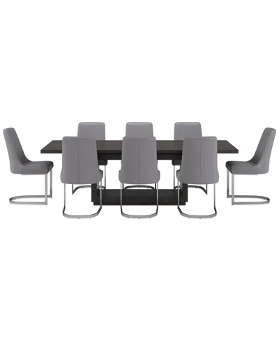 Macy's Tivie 9 Pc Dining Set (rectangular Table + 8 Dining Chairs), Created For  In Brown