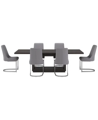 Macy's Tivie 7 Pc Dining Set (rectangular Table + 6 Dining Chairs), Created For  In Brown