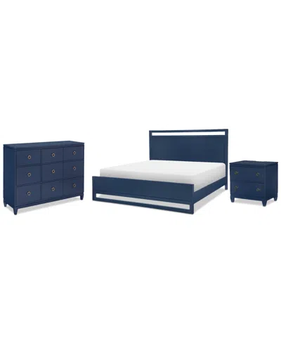 Macy's Summerland 3pc Bedroom Set (queen Panel Bed, Dresser, Nightstand) In Blue