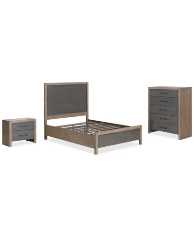 Macy's Portmore 3pc King Set (panel Bed, Chest & 2-drawer Nightstand With Soft Close Drawers), Created For  In Brown