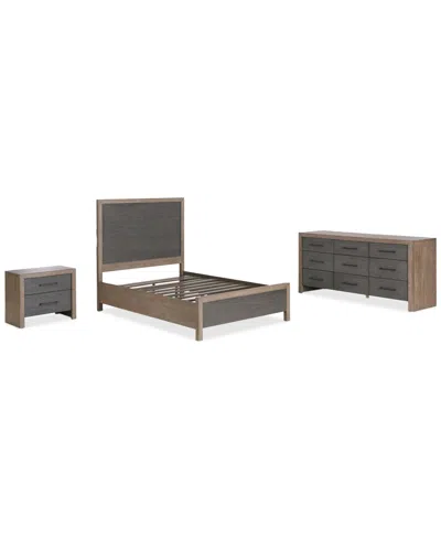 Macy's Portmore 3pc California King Set (panel Bed, Dresser & 2-drawer Nightstand With Soft Close Drawers), In Brown