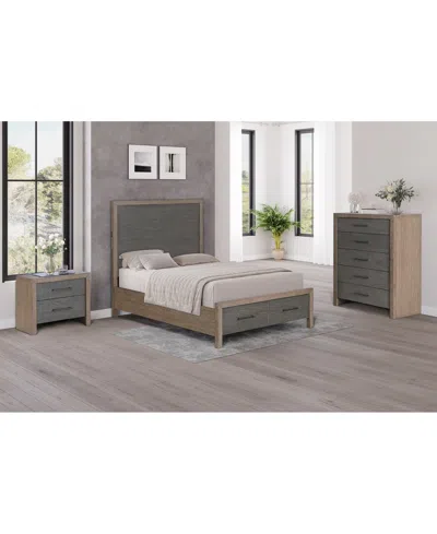 Macy's Portmore 3pc Queen Storage Set (panel Bed, Chest & 2-drawer Nightstand Soft Close Drawers), Created  In Brown