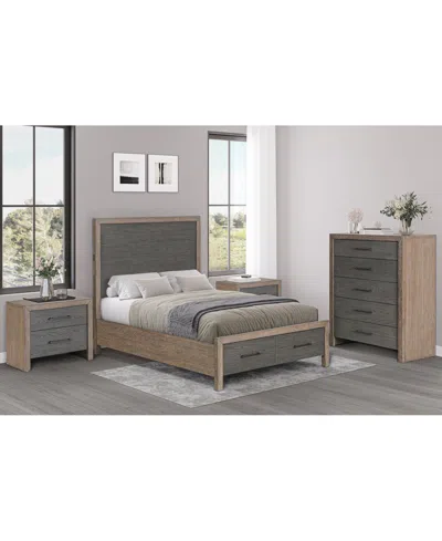 Macy's Portmore 3pc Queen Storage Set (panel Bed, Chest & 2-drawer Nightstand Soft Close Drawers), Created  In Brown