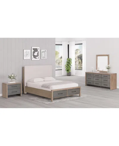 Macy's Portmore 3pc King Storage Set (upholstered Bed, Dresser & 2-drawer Nightstand With Soft Close Drawer In Brown