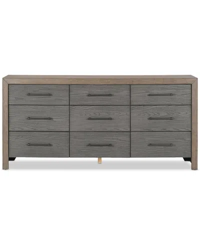 Macy's Portmore 3pc California King Storage Set (upholstered Bed, Dresser & 2-drawer Nightstand With Soft C In Brown