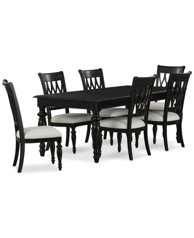 Macy's Daria 7-pc. Dining Set (rectangular Table & 6 Side Chairs), Created For  In Black