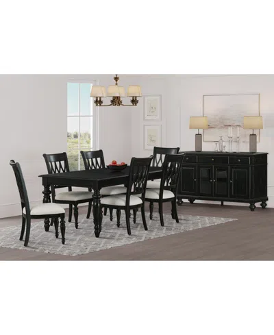 Macy's Daria 7-pc. Dining Set (rectangular Table & 6 Side Chairs), Created For  In Black